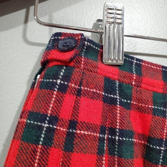 Vintage Pendleton 100% Wool Skirt Womens Sz 10 Tartan Plaid Pleated Red Green - Picture 9 of 11